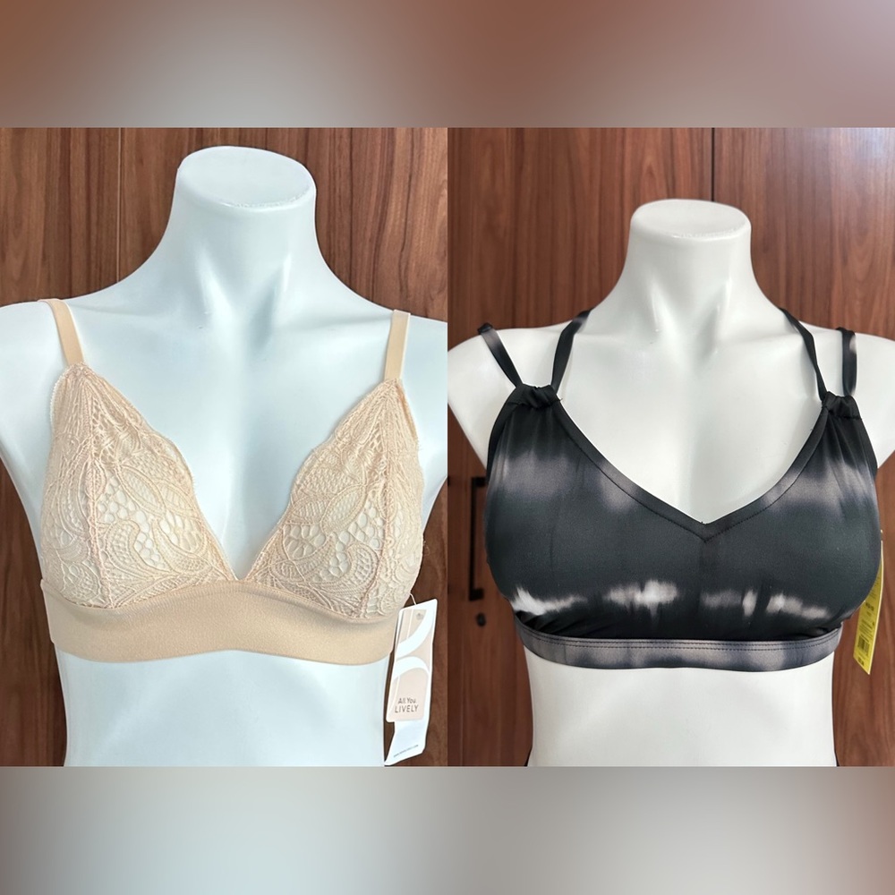 NWT. Bundles LIVELY The Long-Lined Bralette & All in Motion Bikini Top Size M